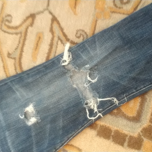 Distressed Current Elliott dark denim cropped jeans - Picture 4 of 7